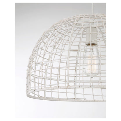 1 Light 12" Pendant, White Rattan