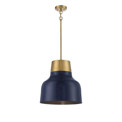 Savoy House 1-Light 18" Pendant, Navy Blue/Natural Brass - M70115NBLNB