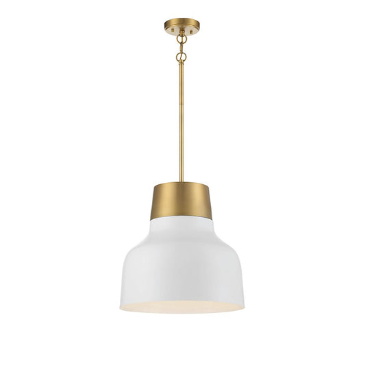 Savoy House 1-Light 18" Pendant, White/Natural Brass - M70115WHNB