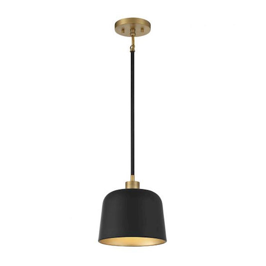 Savoy House 1-Light 9" Pendant, Matte Black/Natural Brass - M70118MBKNB