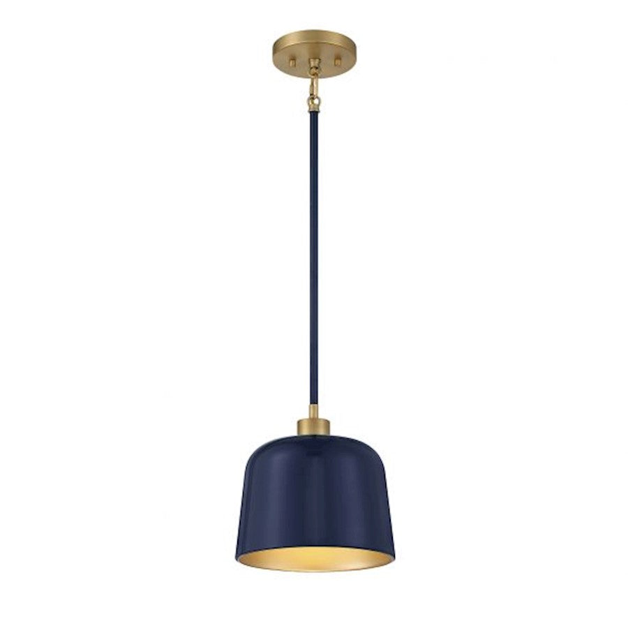 Savoy House 1-Light 9" Pendant, Navy Blue/Natural Brass - M70118NBLNB