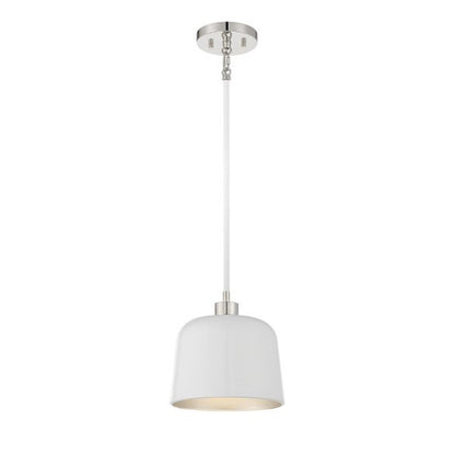 Savoy House 1-Light 9" Pendant, White/Polished Nickel - M70118WHPN