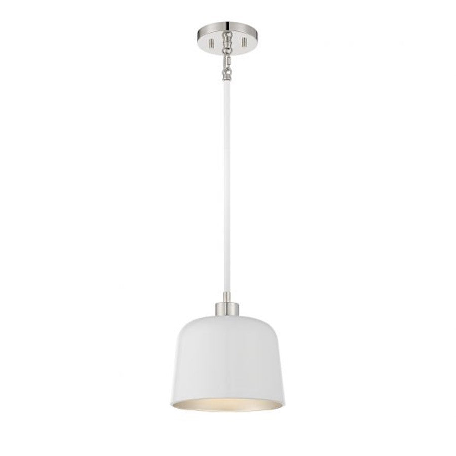 1 Light 9" Pendant, White