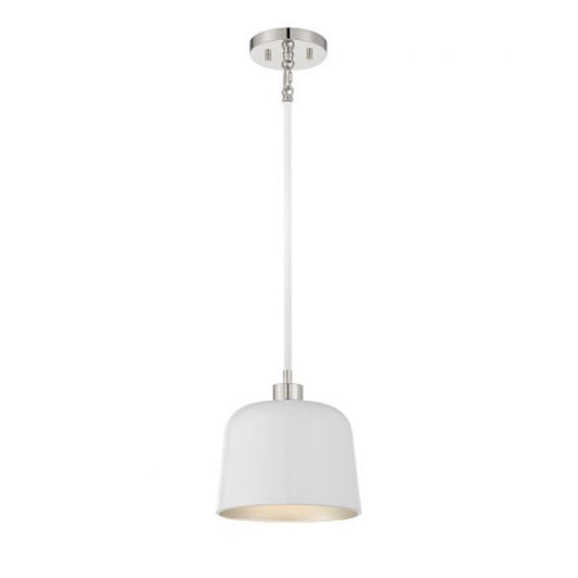 1 Light 9" Pendant, White