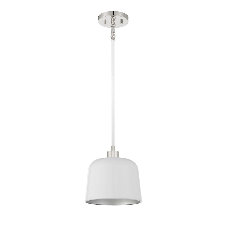 1 Light 9" Pendant, White