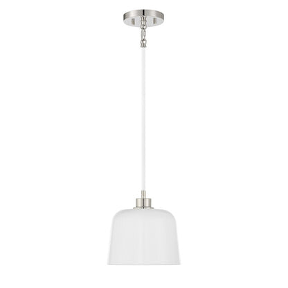 1 Light 9" Pendant, White