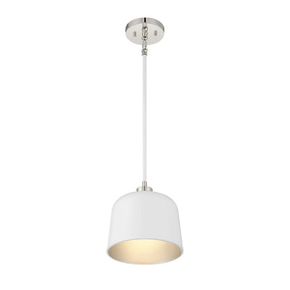 1 Light 9" Pendant, White