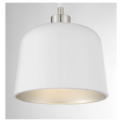 1 Light 9" Pendant, White