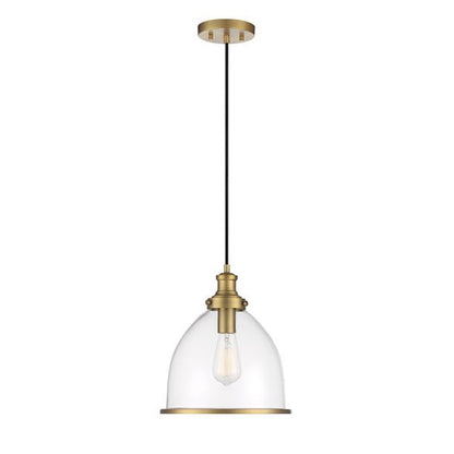1 Light 11" Pendant, Natural Brass