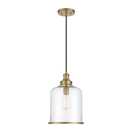 Savoy House 1-Light 10" Pendant, Natural Brass/Clear/Black Cord - M70120NB