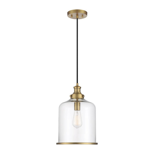 1 Light 12.75" Pendant, Natural Brass