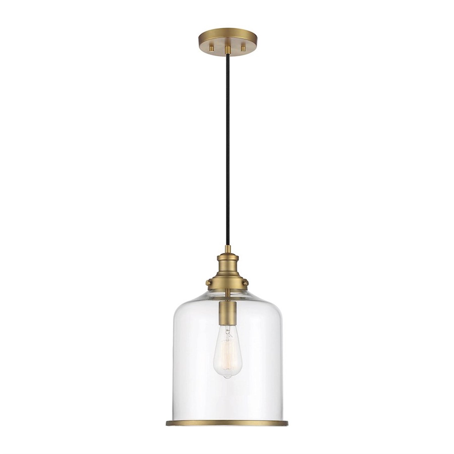 1 Light 12.75" Pendant, Natural Brass