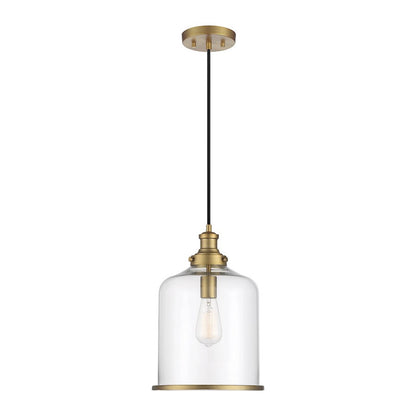 1 Light 12.75" Pendant, Natural Brass