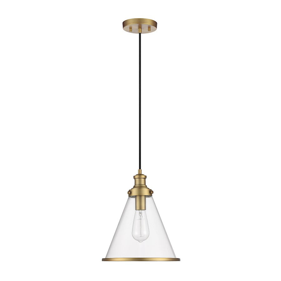 1 Light 13" Pendant, Natural Brass