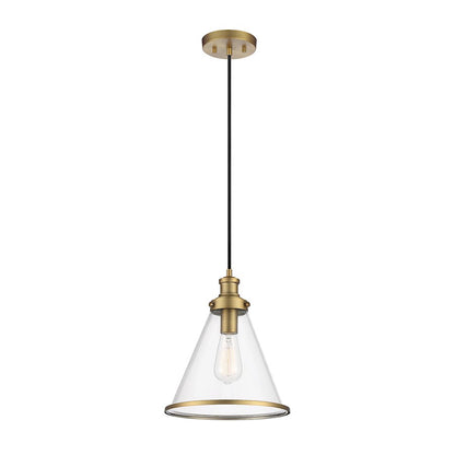 1 Light 13" Pendant, Natural Brass