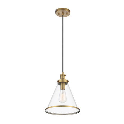 1 Light 13" Pendant, Natural Brass