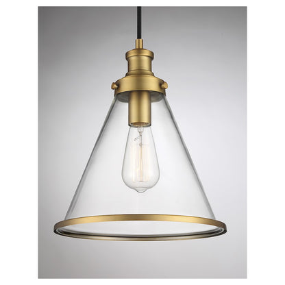 1 Light 13" Pendant, Natural Brass