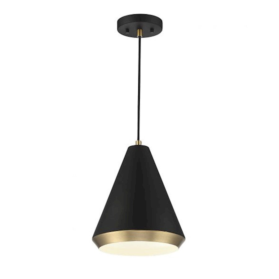 1 Light 12" Pendant, Matte Black