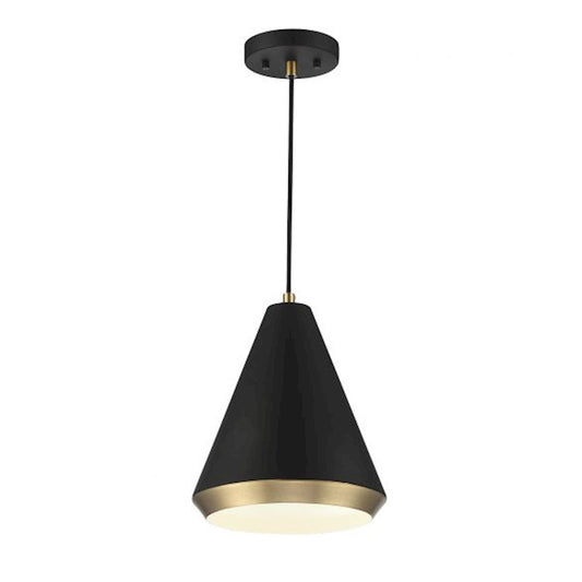 1 Light 12" Pendant, Matte Black