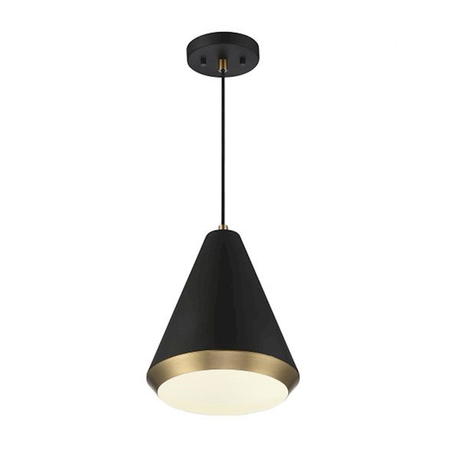 1 Light 12" Pendant, Matte Black