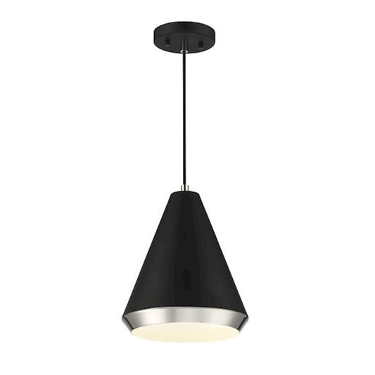 1 Light 12" Pendant, Matte Black
