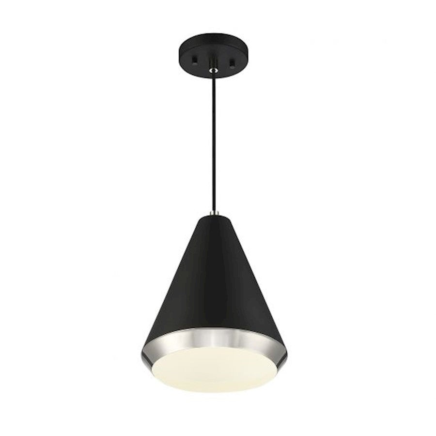 1 Light 12" Pendant, Matte Black