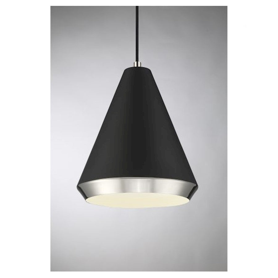 1 Light 12" Pendant, Matte Black