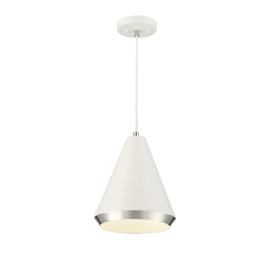 Savoy House 1-Light 12" Pendant, White/Polished Nickel - M70122WHPN