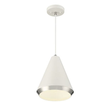 1 Light 12" Pendant, White