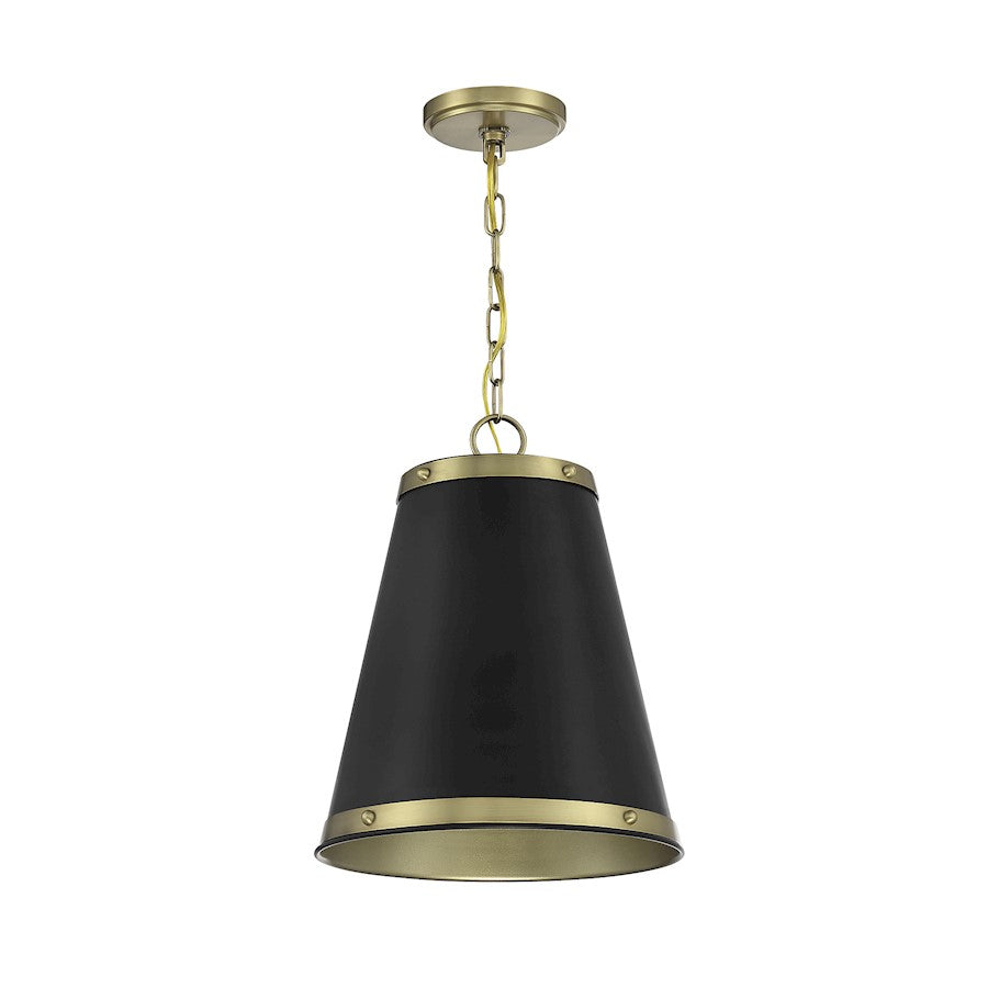 1 Light 15" Pendant, Matte Black