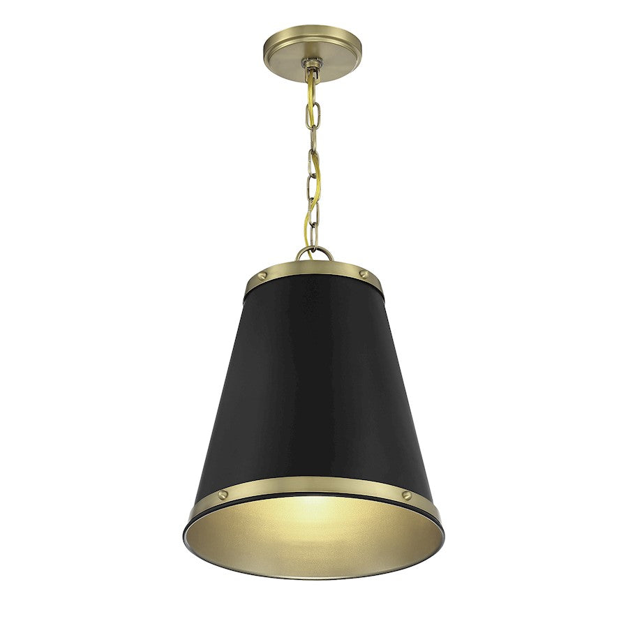 1 Light 15" Pendant, Matte Black