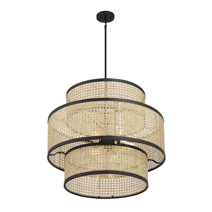 3 Light Pendant, Natural Cane