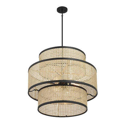3 Light Pendant, Natural Cane