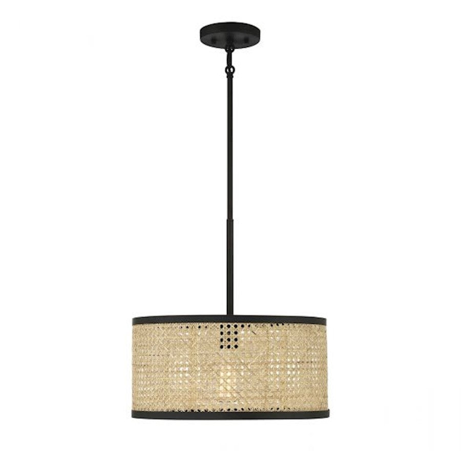 Savoy House 1-Light Pendant, Natural Cane/Matte Black - M7018MBK