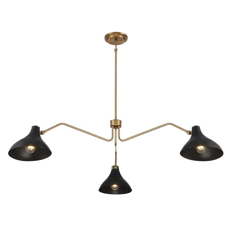 3 Light 48" Pendant, Matte Black