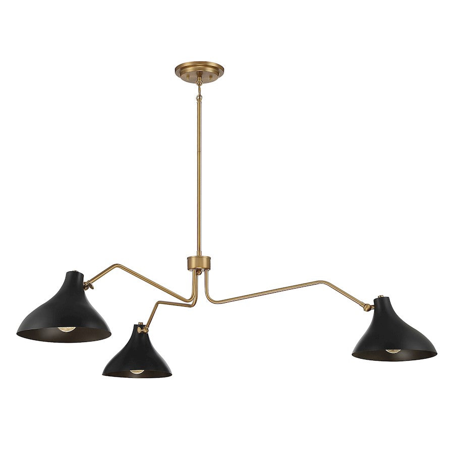 3 Light 48" Pendant, Matte Black