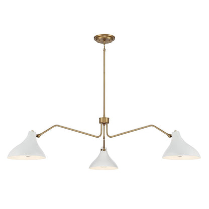 Savoy House 3-Light Pendant, White/Natural Brass - M7019WHNB