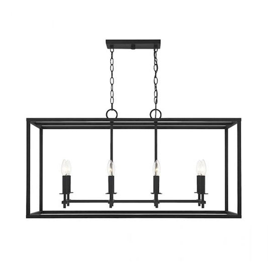 8-Light Outdoor Linear Chandelier, Matte Black