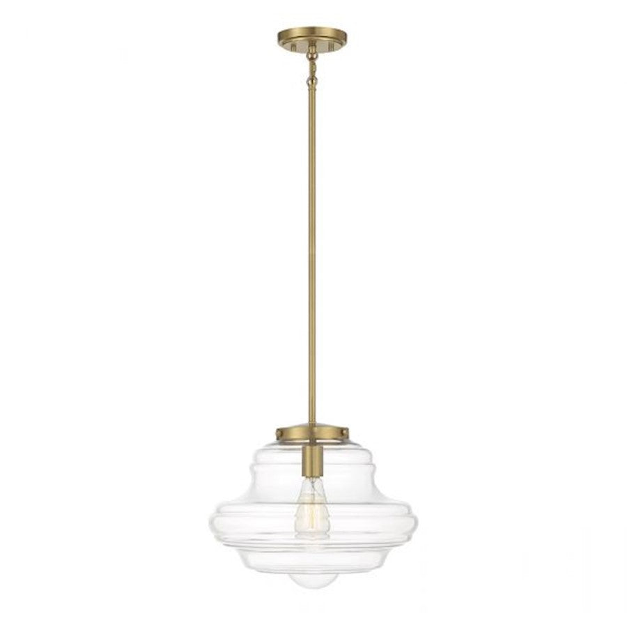 1 Light 12" Pendant, Natural Brass