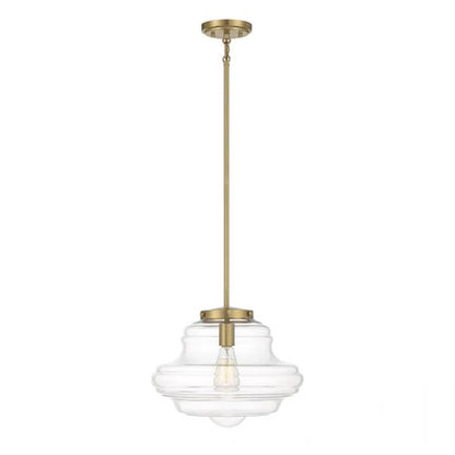 1 Light 12" Pendant, Natural Brass
