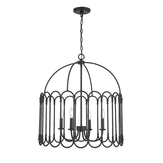 4 Light 24" Pendant, Matte Black