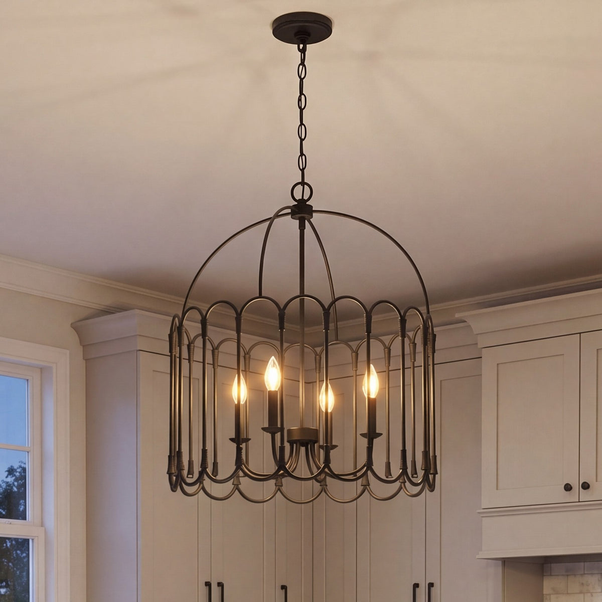 4 Light 24" Pendant, Matte Black