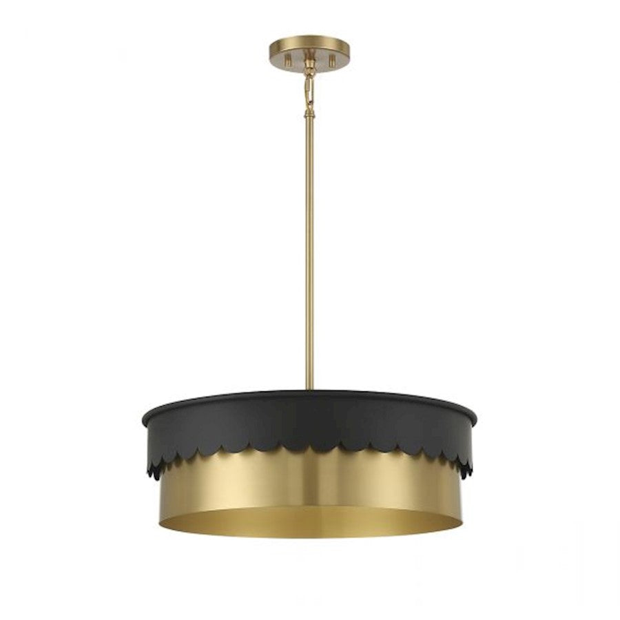 Savoy House 4-Light Pendant, Matte Black/Natural Brass - M7030MBKNB