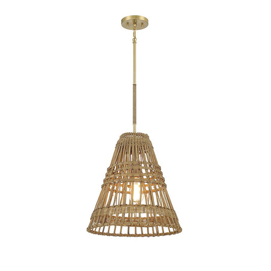 Savoy House 1-Light 17" Pendant, Natural Brass/Rattan - M7035NRNB