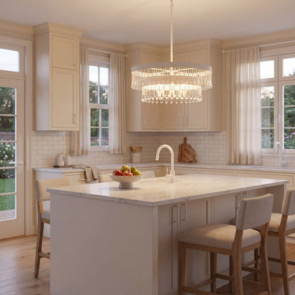 6 Light Pendant, Bisque White