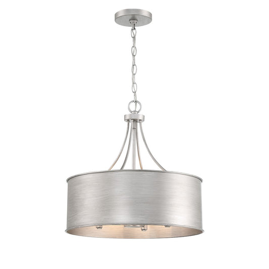 4 Light Pendant, Antique Silver