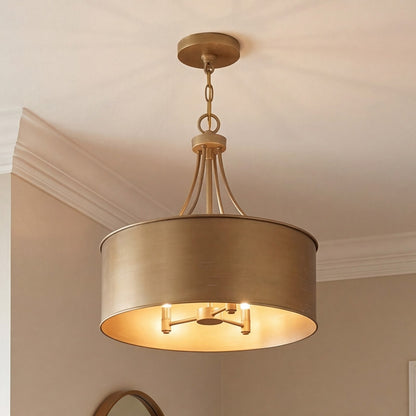 4 Light Pendant, Brushed Gold