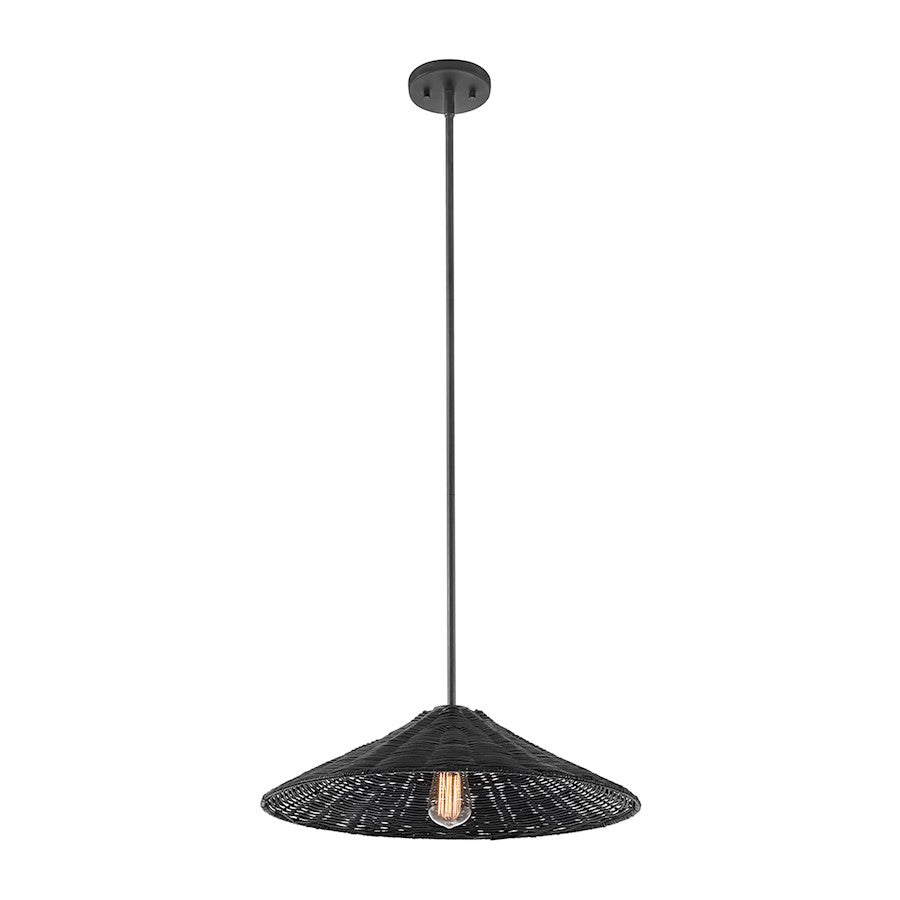 1 Light 20" Pendant, Matte Black