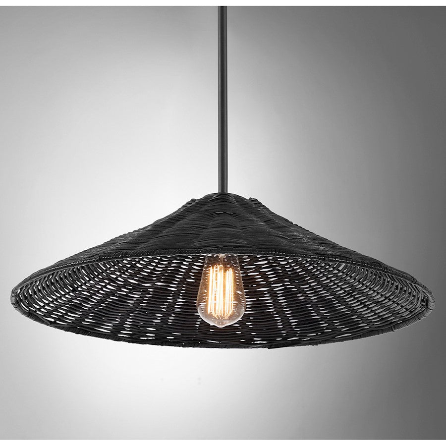 1 Light 20" Pendant, Matte Black