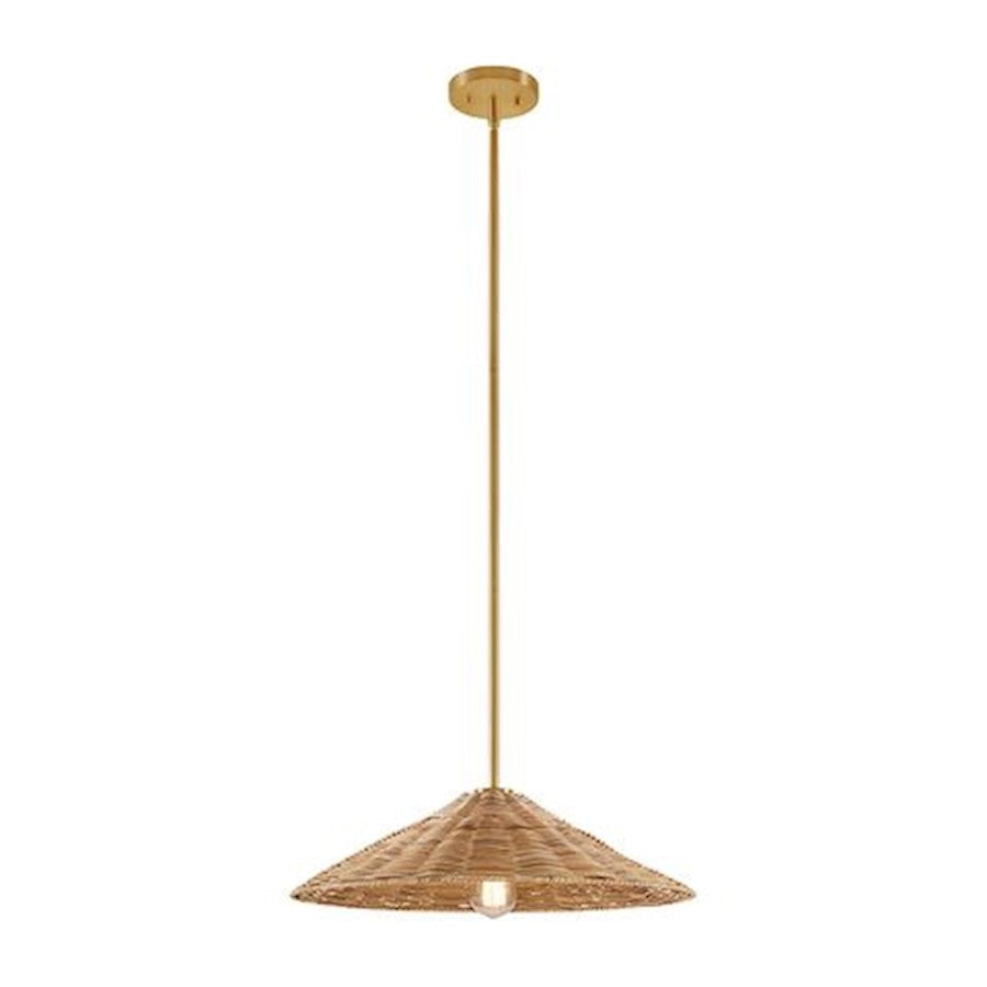 1 Light 20" Pendant, Natural Brass